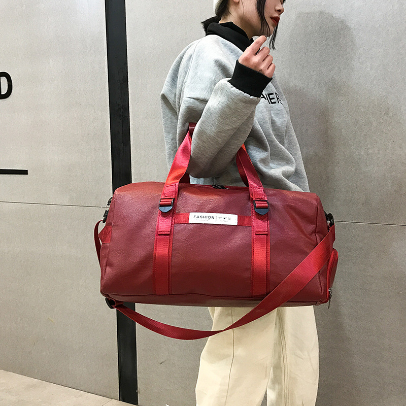Women men Unisex Travel bag Luggage Handbag Shoulder bag Couple Crossbody Totes Short Trip Bag duffel Package: Large red