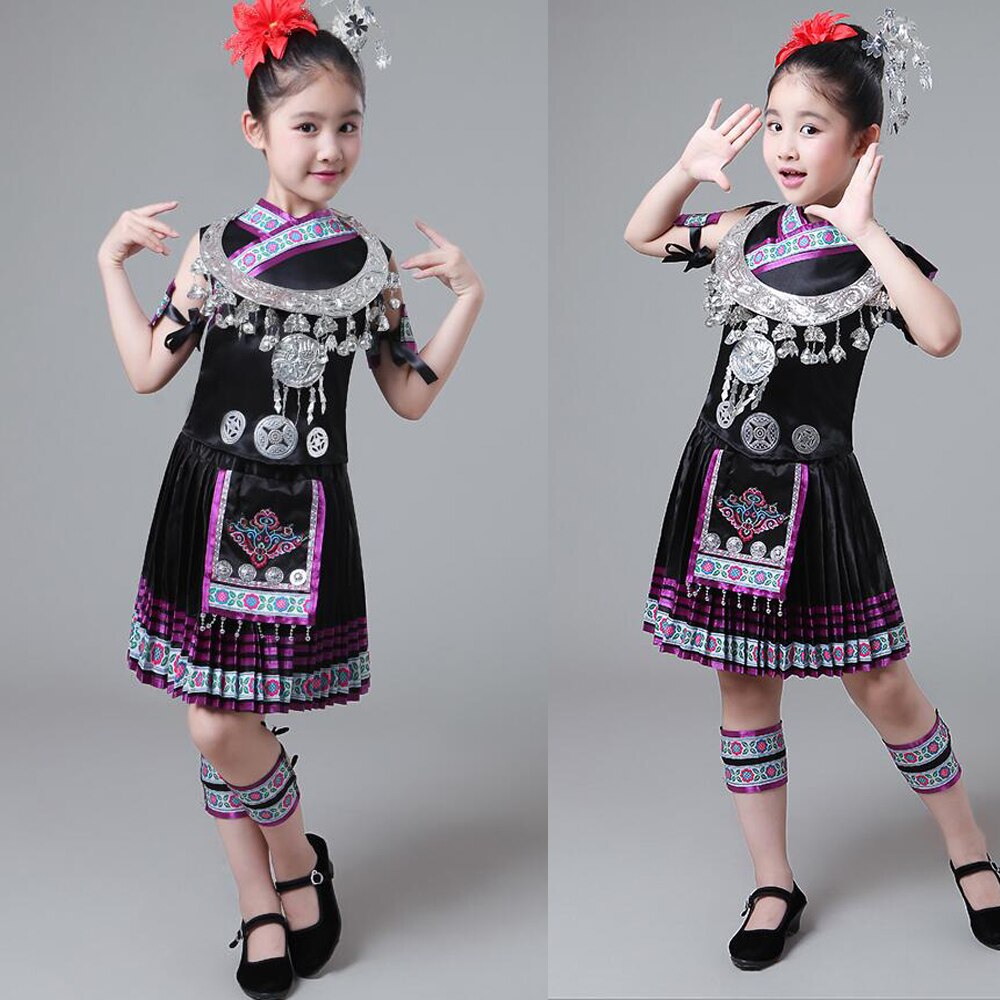 Vêtements d'été pour enfants Hmong, costumes de scène pour fille, bal danse, vêtements pour enfants Miao