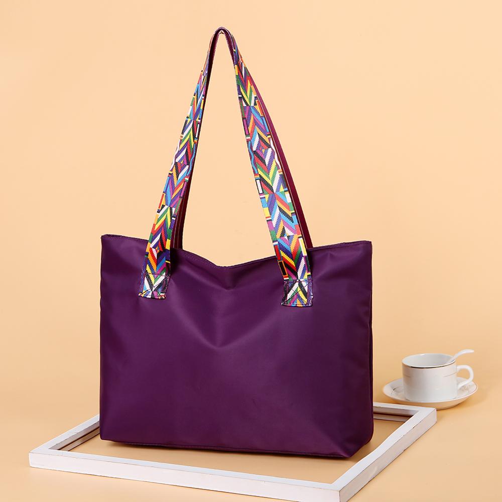 Nylon Wasserdichte Handtasche Frauen Große Kapazität Schulter Tasche Mommy Tasche lässig Täglichen Reise Einkaufen Totes Handtasche: LILA