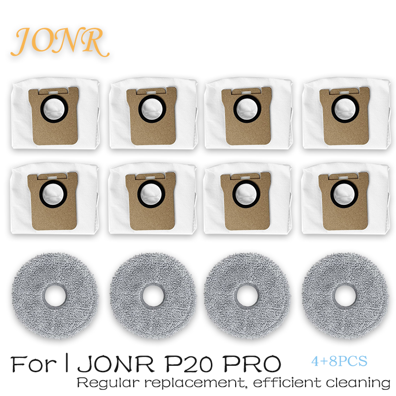 Tilbehør til jonr  p20 pro støvsugerrobot, sidebørste, moppeklud, støvpose, effektiv mikrofiber, reservedele til rengøring: Militærgrøn