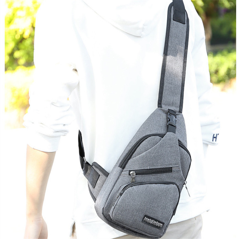 ASSEZSAC trou de chargement USB hommes femmes casual toile sac de poitrine unisexe sac à bandoulière sac Messenger sac Corssbody