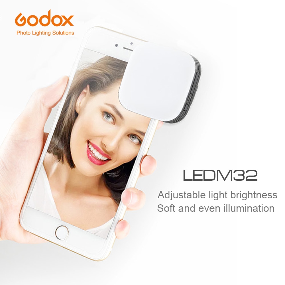 Godox mobilephone verlichting led m32 blilt-in lithium batterij verstelbare licht helderheid voor fotografie telefoons