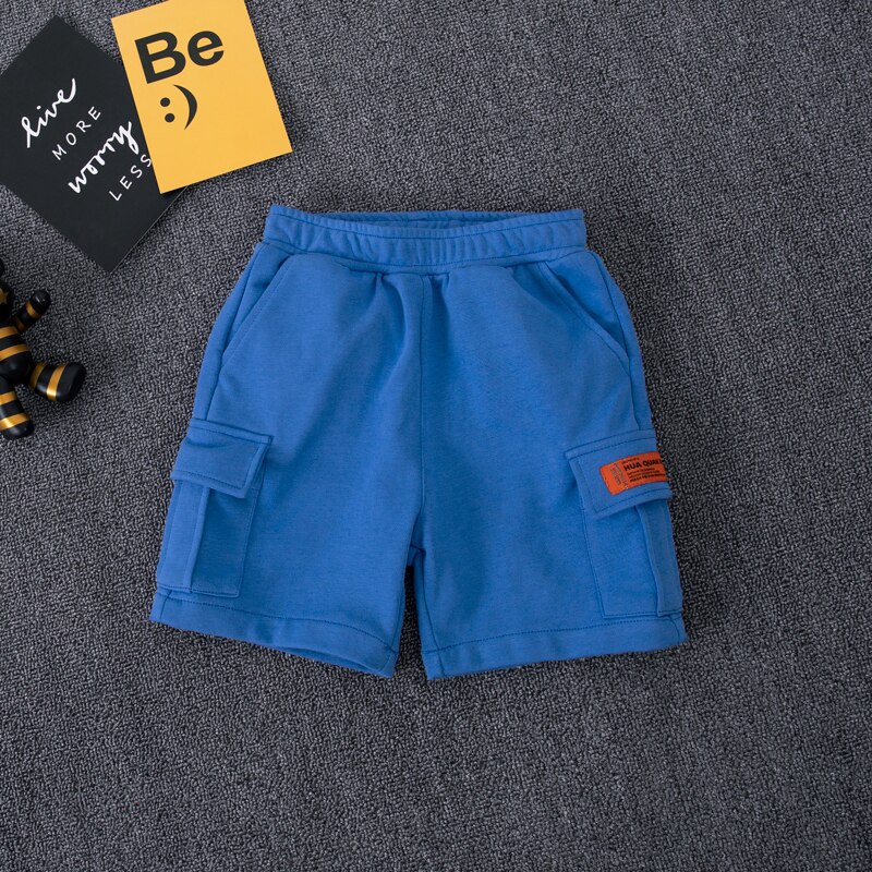 Sommar baby barn korta byxor pojkar solida vita shorts koreanska pojkekläder enfärgad resår midja tunn byxa 2-15 år: Marinblå / 6