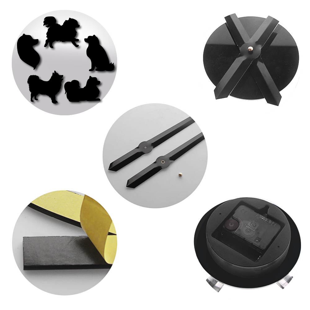 Spitz-Reloj de pared grande de acrílico para mascotas, calcomanías decorativas de pared con japonés de perro, Animal, tienda de cachorros, sin tic-tac