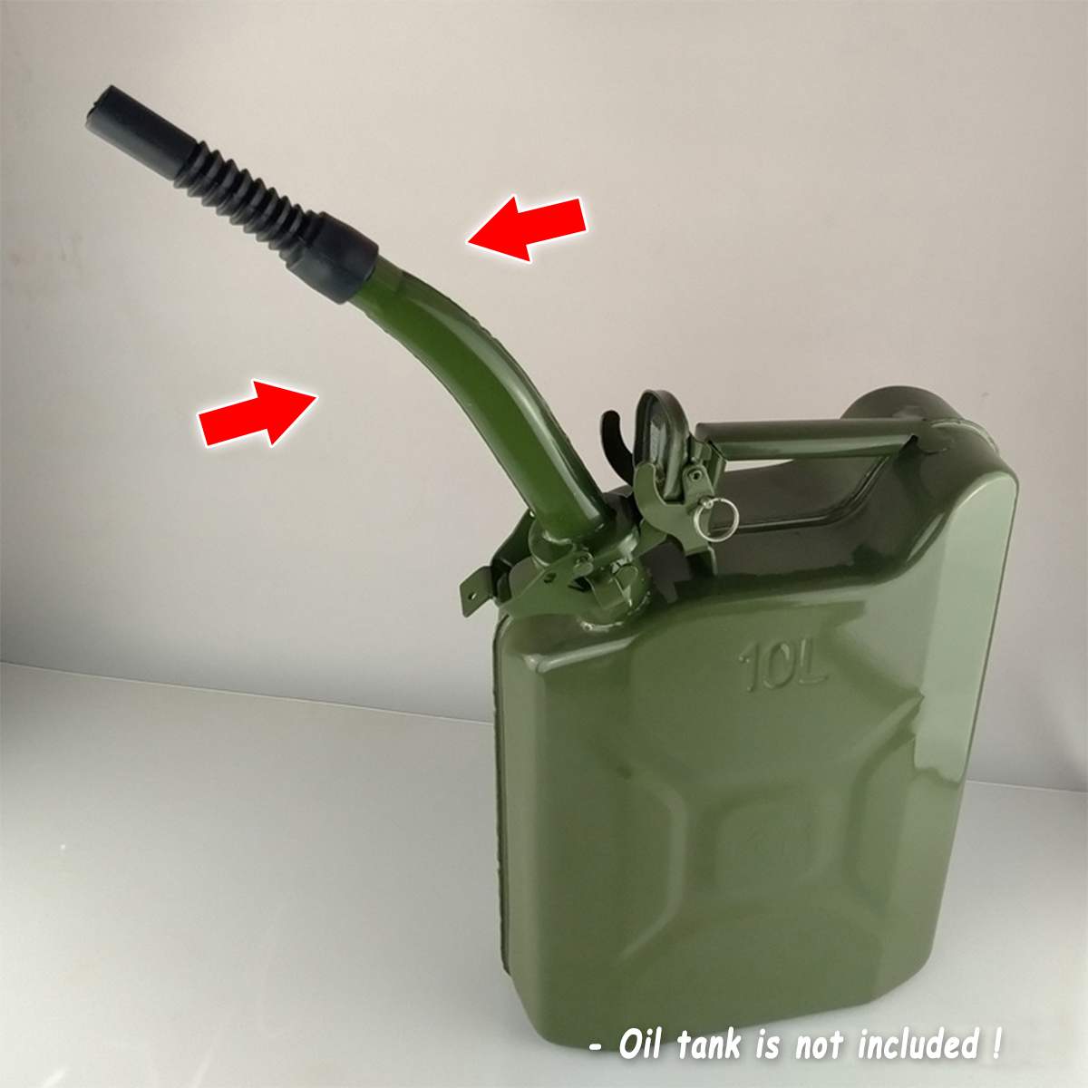 For 5/10/20L Gerry Jerry Cans Flexible Metal Pouring Spout With Sealing Rubber Gaske Fuel Nozzel Deep Green