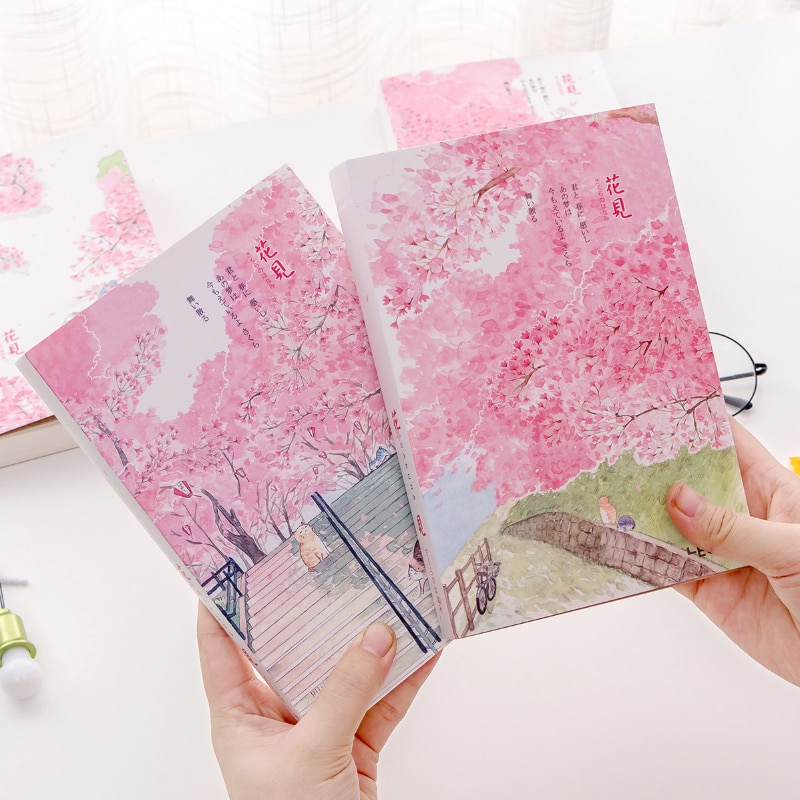 "Sakura Cat Sketchbook" Big Size Drawing Notepad Kawaii Cute Diary Journal Notebook Stationery