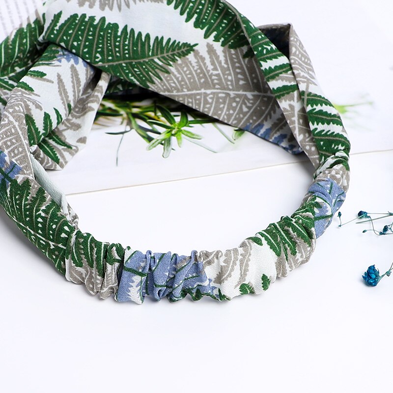 1pc vrouwen eenvoudige bloemen en bomen bos brede haarband doek knopen bladeren haarbanden kersen haar ring hoofdband voor meisje
