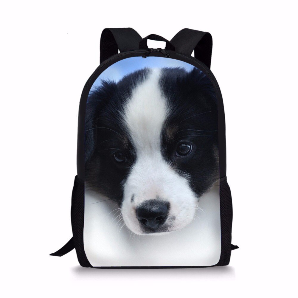 3D Border Collie Dog Print Backpack SchoolBags for girls boys teenager orthopedic school bag packbags mochila escolar bookBag