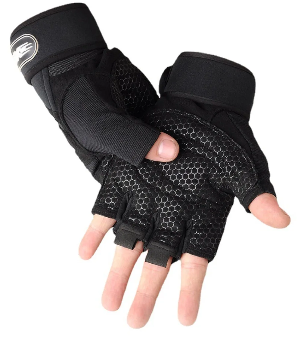 Gymhandschoenen voor heren Dames Fitness Gewichtheffen Polsband Handschoenen Body Building Training Sportoefening Fietshandschoen Schokbestendig