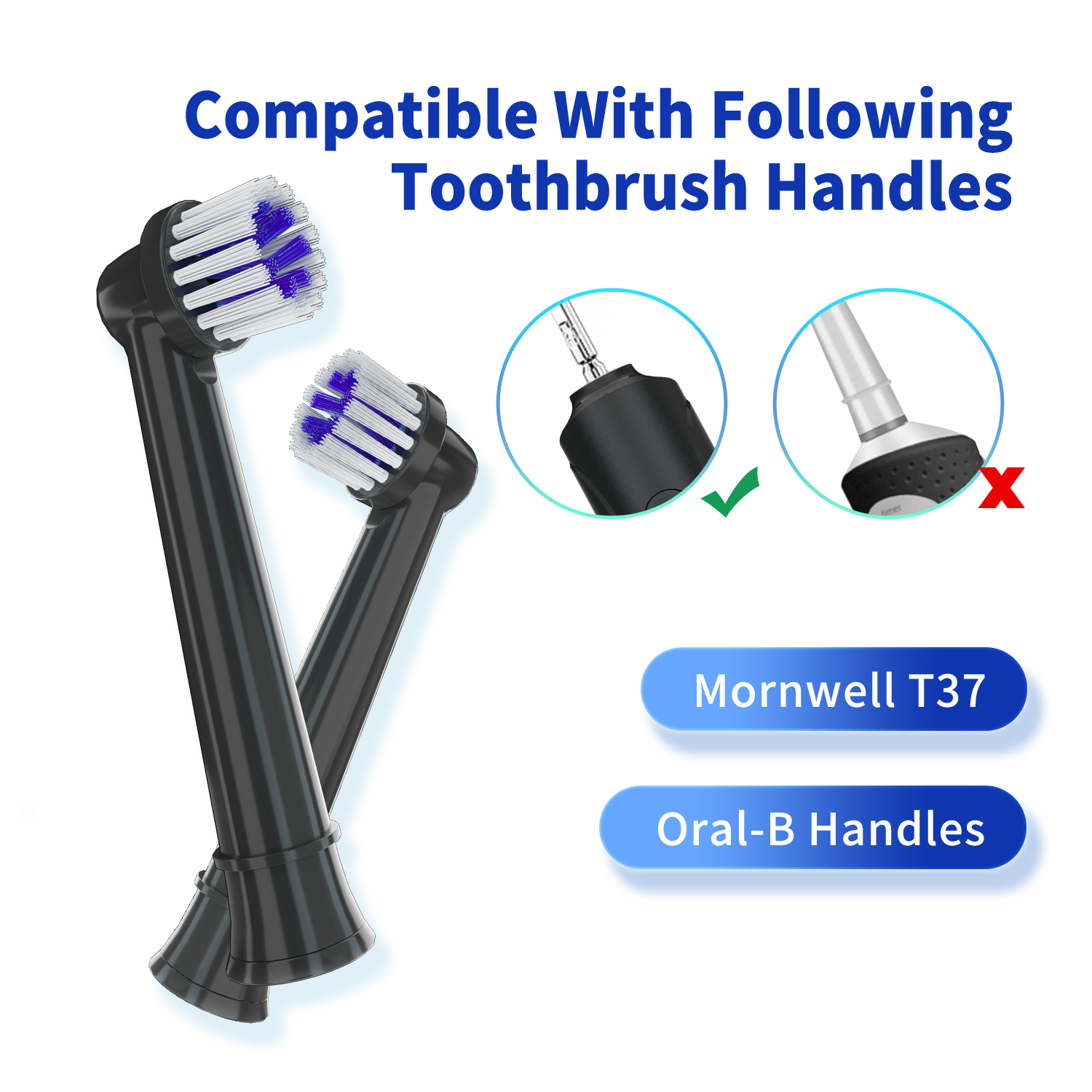 4PCS A2729 Replaceable brush head for Mornwell T37 Toothbrush
