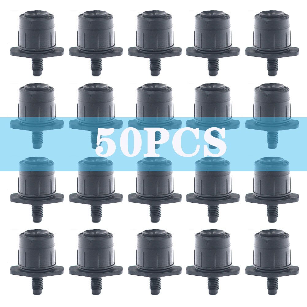 Adjustable 1/4 Irrigation Misting Dripper Sprinkler Head Hose Garden Micro Flow Drip Head Greenhouse Watering Tool for Garden: 50pcs black thread