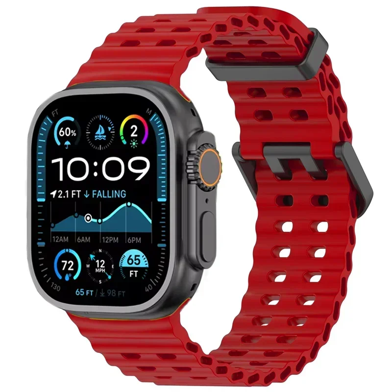 Bracelet en Silicone Souple pour Apple Watch Ultra 2/1, Confortable et Respirant, 49mm 10 46mm 9 8 7 45mm IWatch 6 5 4 SE 44mm: Argent blanc / 14mm
