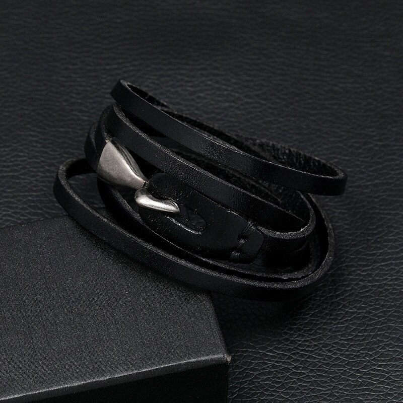 NIUYITID Vintage Multi-Layer Combination Leather Bracelets For Men Tribal Wristbands Male Jewelry