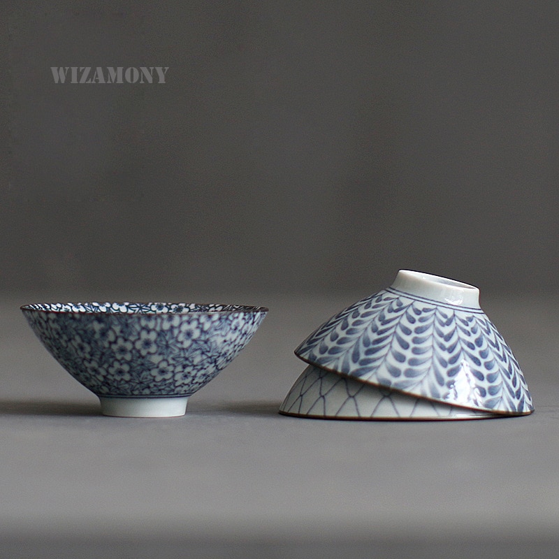 1 stks WIZAMONY 50 ML Handgeschilderde Theekopje Thee Set Blauw en Wit Chinese Celadon Porselein