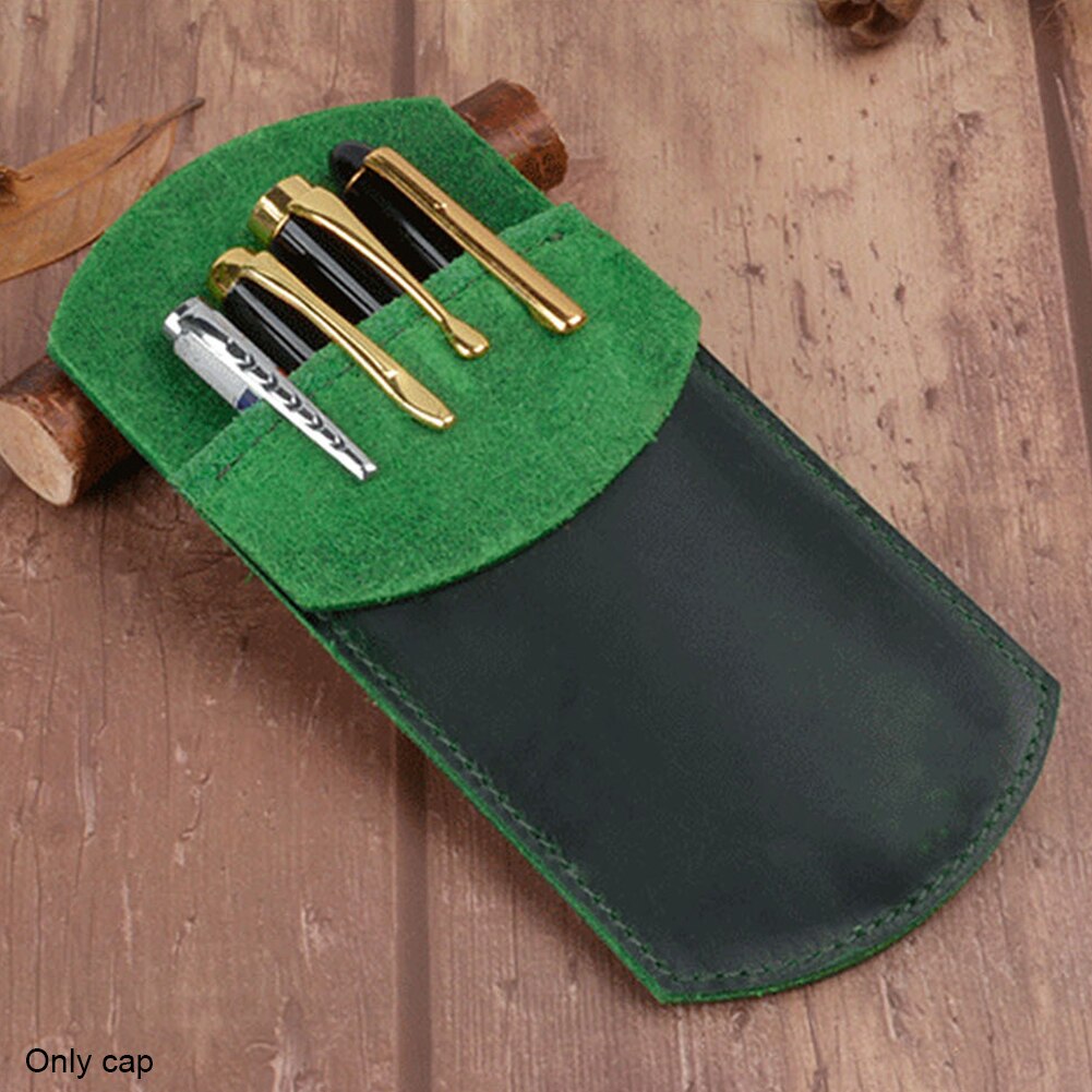 Essentials Werk Schoolbenodigdheden Student Kantoor Draagbare Retro Pocket Protector Pen Houder Pu Leather Pouch Handgemaakte Etui: green