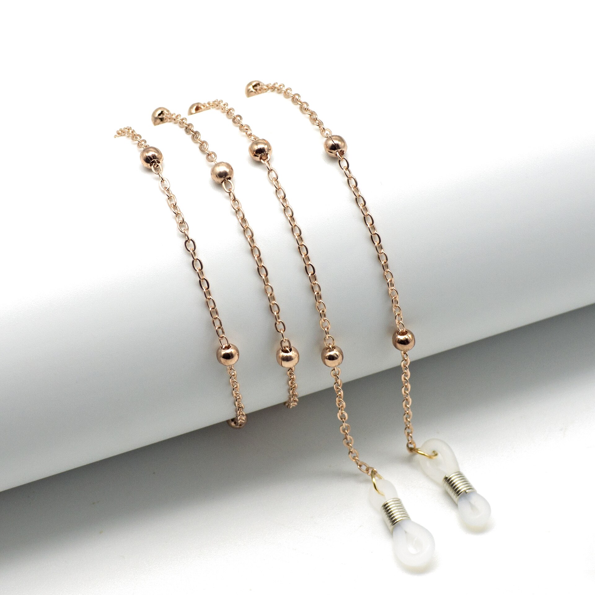 Mode Vrouwen Kralen Glazen Ketting Lanyard Zonnebril Keten Eenvoudige Kralen Glazen Ketting Lanyard Ketting Sieraden: rose gold