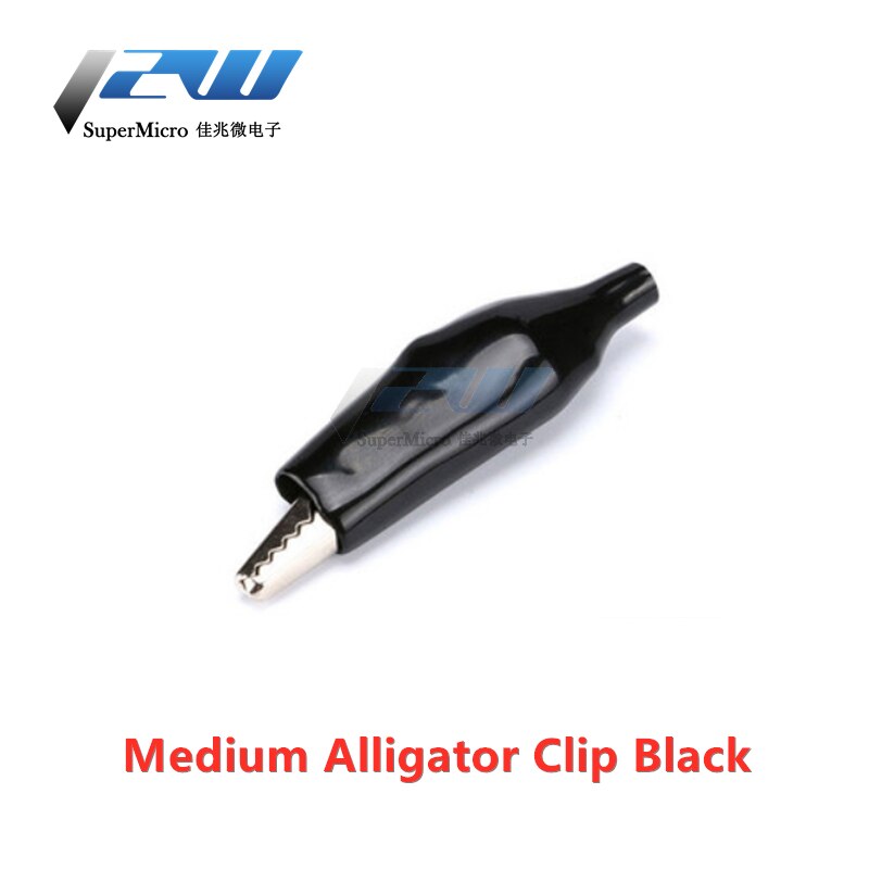 10pcs Metal Alligator Clip G98 Crocodile Electrical Clamp Testing Probe Meter Black Red with Plastic Boot Car Auto Battery: Medium-black