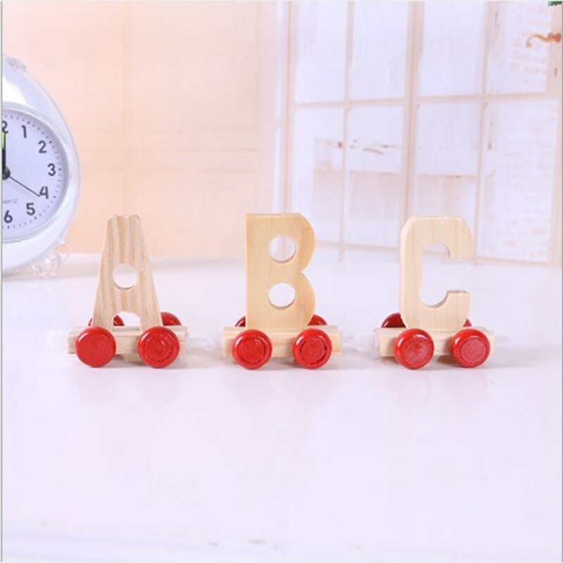 28PCS Kids Alphabet Train Preschool Educational English Letters Wooden Learning Chips Toy for Children Toddlers