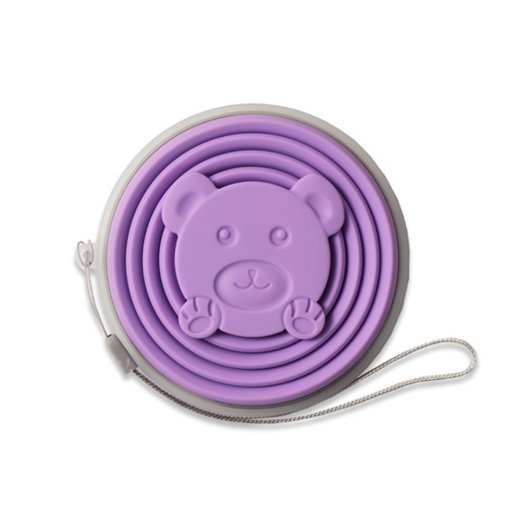 Gobelet pliable rétractable Portable en Silicone de 270ml, avec couvercle de dessin animé, gobelet télescopique pliable, gobelet d&#39;eau de voyage en plein air: D