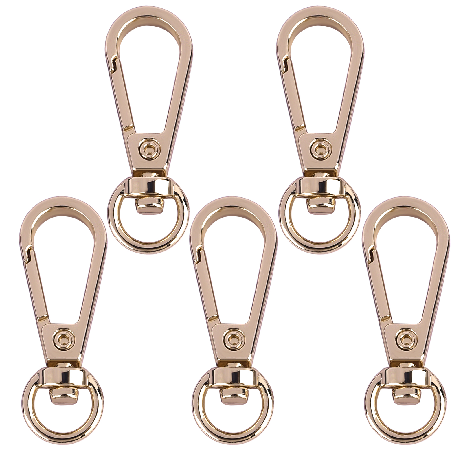 impostato di 5 chiusure girevoli con moschettoni per cordino con anelli portachiavi Ganci per clip portachiavi per catena braccialetto collana fai da te: Oro
