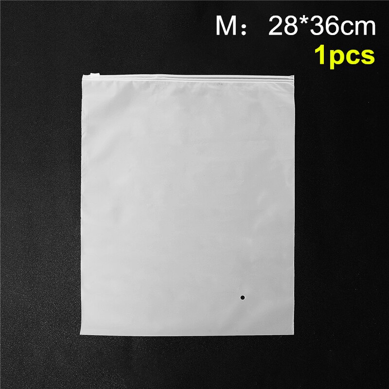 Bolsa de almacenamiento de plástico transparente mate, 3 uds., bolsas de viaje con cierre de cremallera, para embalaje de ropa, organizador de zapatos, 3 tamaños: 1pcs middle