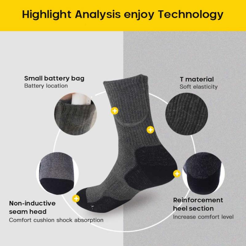 Calcetines térmicos con calor para pies, calentadores de pies eléctricos con calor cronógrafo, con batería recargable por USB, 1 par