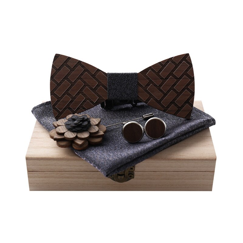 Houten vlinderdas voor heren, unisex, uitgehold, gesneden, retro stropdassen, verstelbare band, vintage vlinderdas: M3307-a3