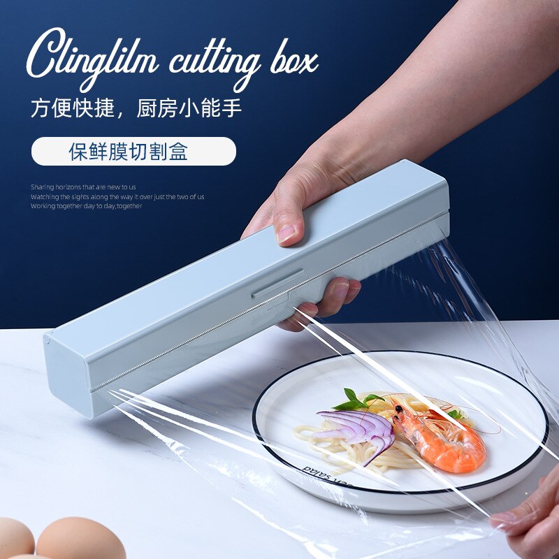 Magnetic Cling Wrap Dispenser Roll Case Plastic Wrap Dispenser Cutter Preservative Film Box Kitchen Accessories