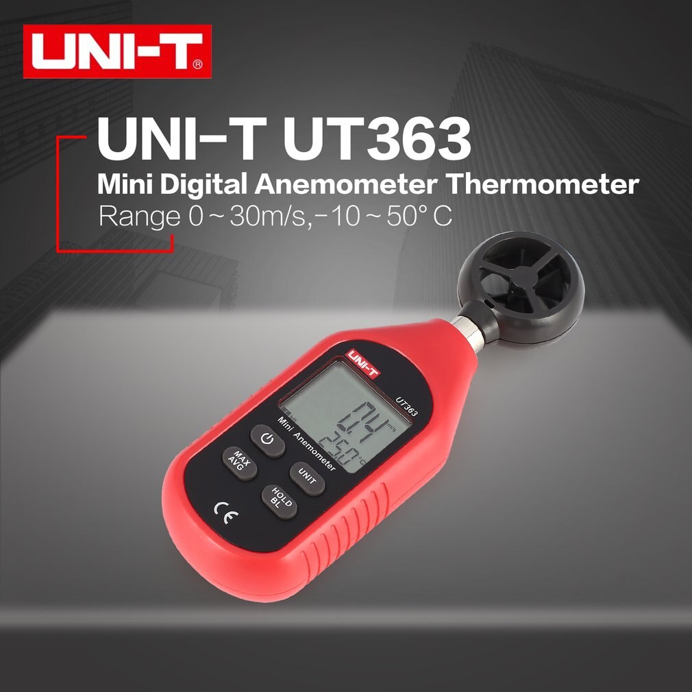 UNI-T UT363 Mini Digital LCD Anemometer Thermometer Handheld Pocket Size Wind Air Speed Temperature Tester Backlight