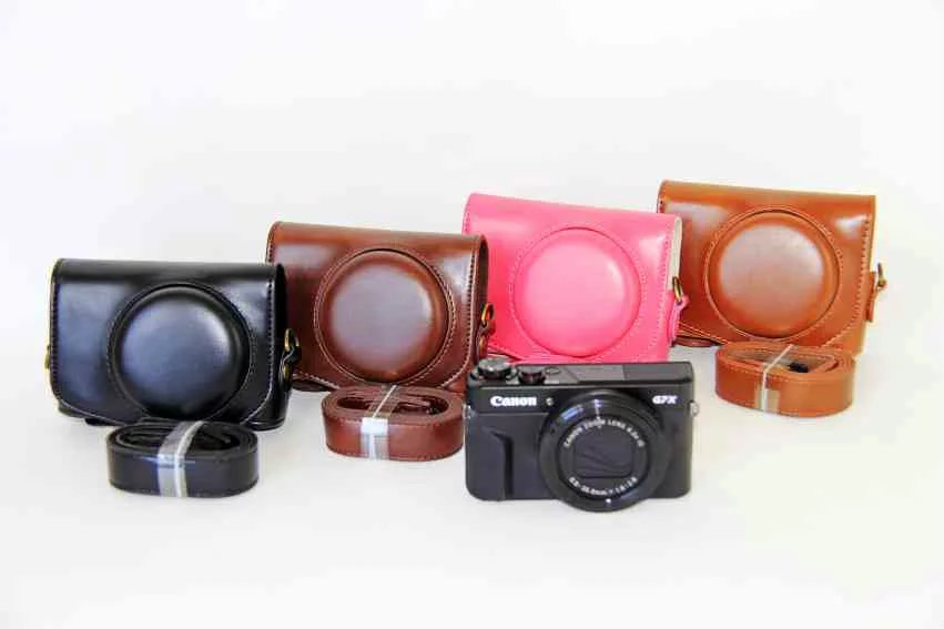 Funda de cuero PU para cámara Canon powershot G7XII G7X II G7X Mark II con correa para el hombro, 4 colores a elegir