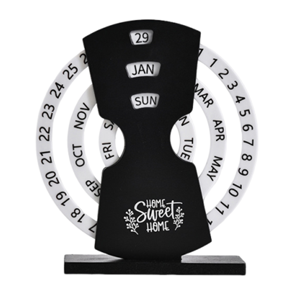 Calendario de escritorio giratorio Manual , calendario perpetuo de tiempo ajustable DIY, indicador de fecha y mes multiusos: YELLOW