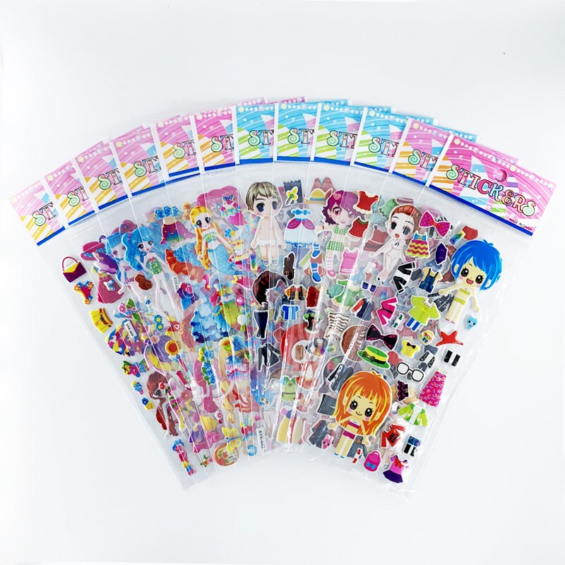 12 Sheets Cartoon Dress up Girl 3D Stickers Cute DIY Scrapbook Sticker For Kids Girls: style 2