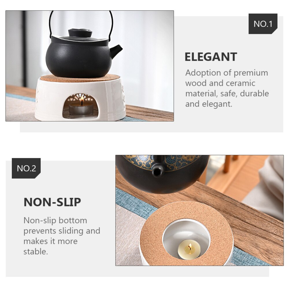 1pc Teapot Warmer Ceramic Tea Candle Holder Teapot Heating Base Pedestal