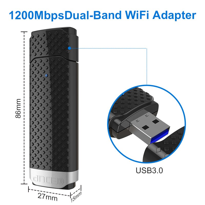 Edup High Speed 1200Mbps 5Ghz Usb Draadloze Wifi Adapter Wifi Ontvanger 802.11ac Dual Band Usb 3.0 Ethernet Adapter