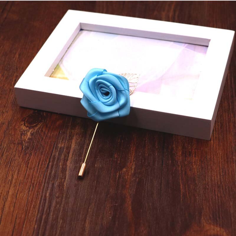 New1Pcs Best Man Groom Boutonniere Silk Satin Rose Flower men buttonhole Wedding Party Prom Man Suit Corsage Pin Brooch