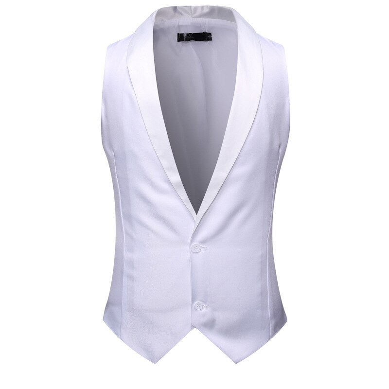 Sjaalkraag smoking vest heren merk rood slim fit mouwloos vest heren formeel zakelijk bruiloft bruidegom vesten xxl: Wit / Ik