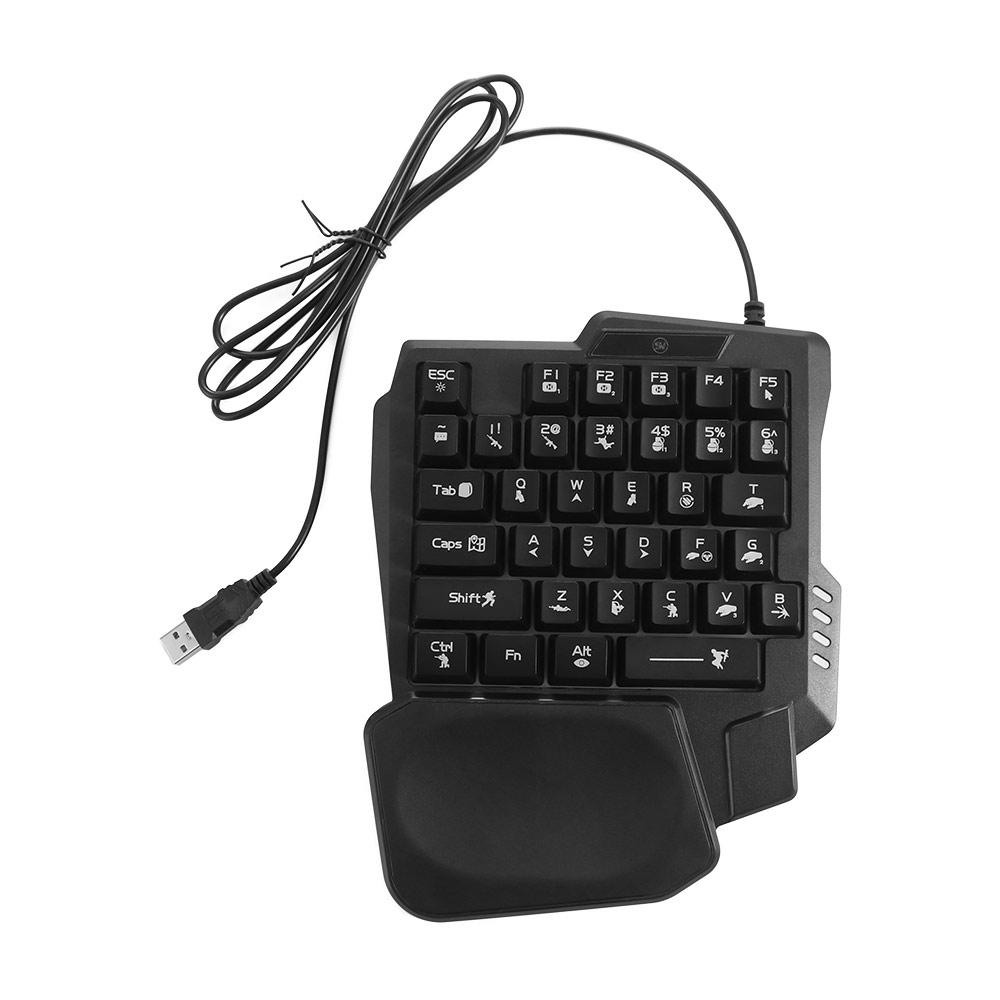 Teclado USB de una sola mano, Mini teclado ultrafino con una sola mano, retroiluminación de 3 colores, Teclado mecánico para juegos de 35 teclas para ordenador portátil: Olive