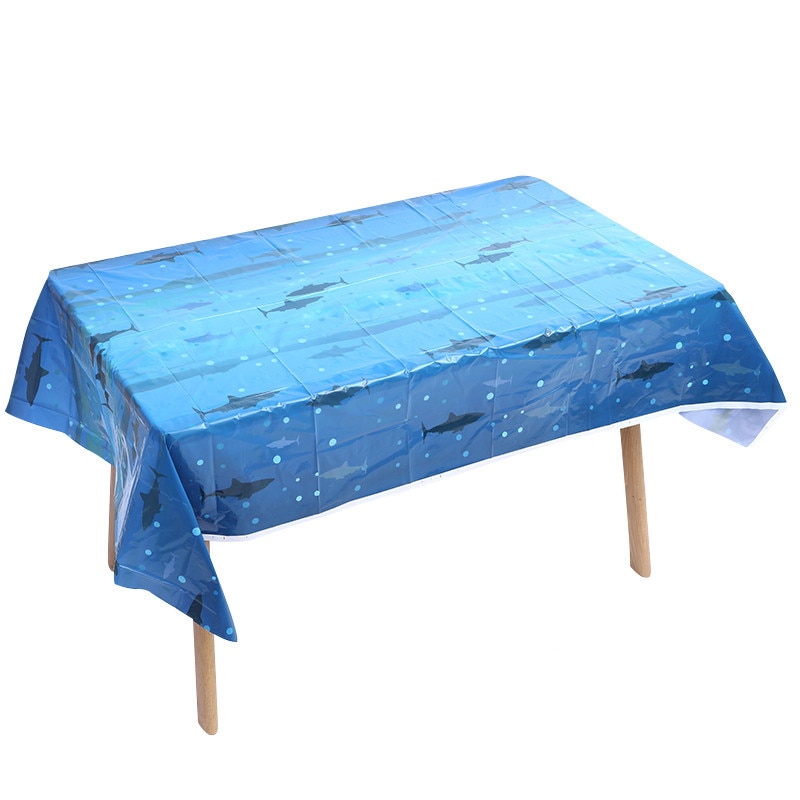 Ocean Shark Disposable Tablecloth 120*180cm Cute Shark Baby Shower Boy Party Decor Shark Cupcake Toppers Supplies