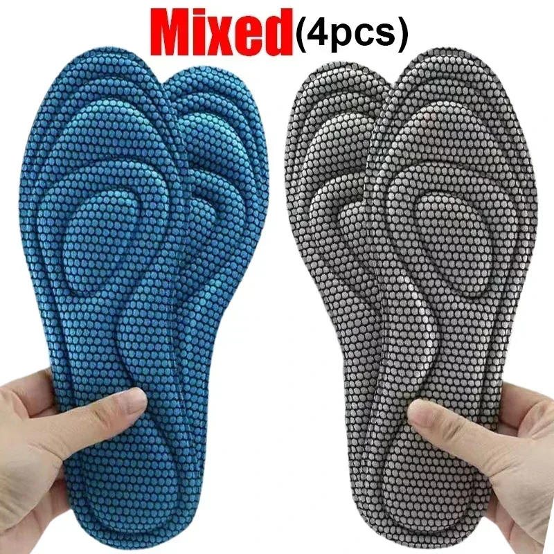 2/4pcs Memory Foam Orthopedic Insoles Shoes Men Women Nano Antibacterial Deodorization Insole Sweat Absorption Running Cushion: Beige / 4.5