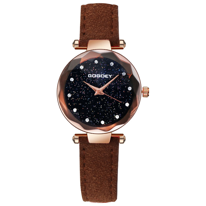 Gogoey frauen Uhren Leder Armbanduhr Frauen Uhren Damen Uhr Mujer Bajan Kol Saati Montre Feminino: brown