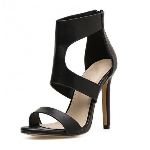 Women Summer thin high Heels 9cm zipper Pointed Toe Gladiator sandals Office Party wedding Shoes