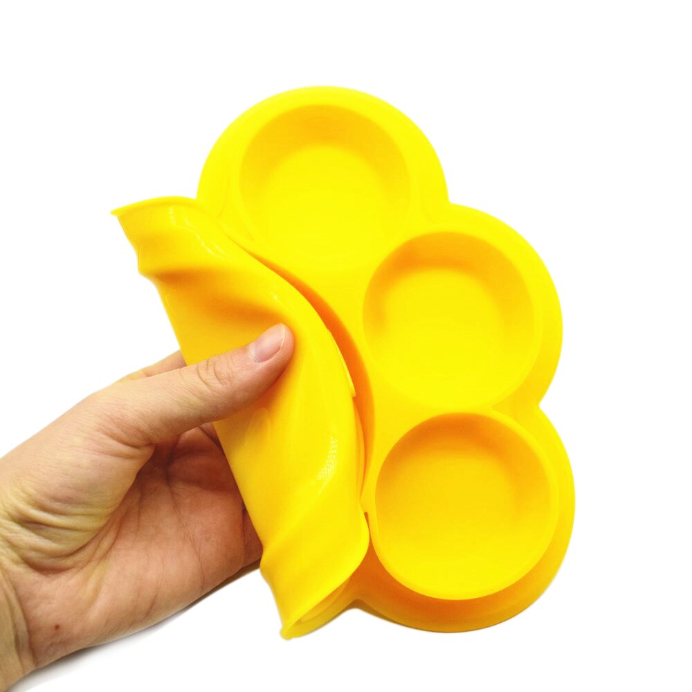 Plato de silicona para bebé, platos de alimentación sin BPA, vajilla de entrenamiento con ventosa para bebés, bonitos platos coloridos de oso de dibujos animados para niños