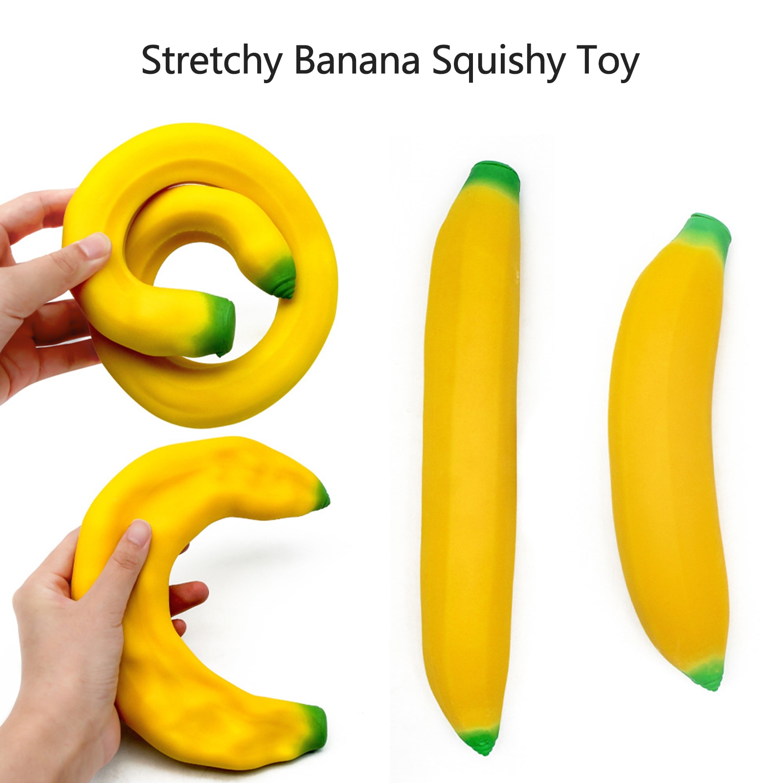 Stretchy Banana and Carrot Stress-Relief Toys Fidget Toys Stretchy Glue-Sand Filled Rubber Banana and Carrot Sensory Toys