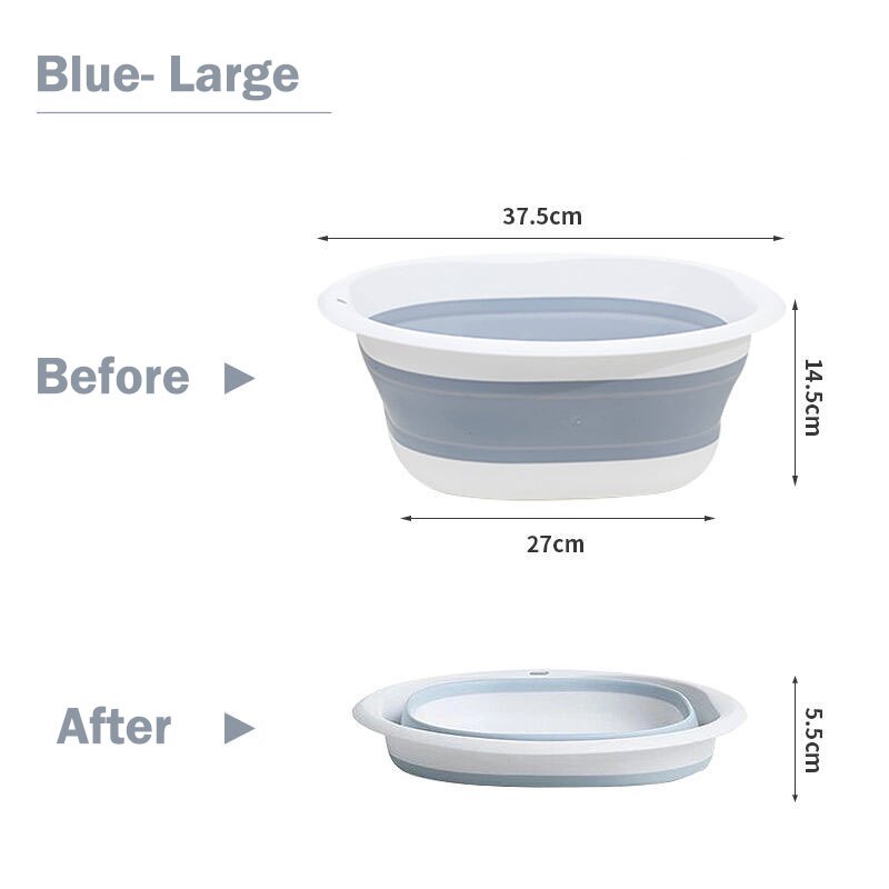 Plastic Folding Basins Portable Wash Basin Home Outdoor Laundry Tub Bathroom Kitchen Accessories Wash Basin 3 Models: Large Blue