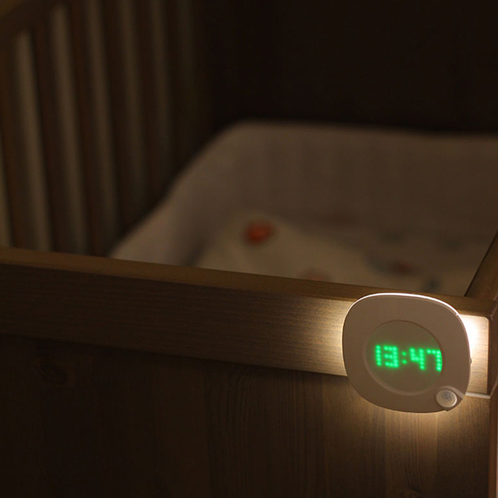 Bewegung Sensor Nachtlicht Mit Uhr Batterie Energie PIR Sensor Zwei Beleuchtung Farbe Einstellbare Helligkeit Magnet Nacht Lampe