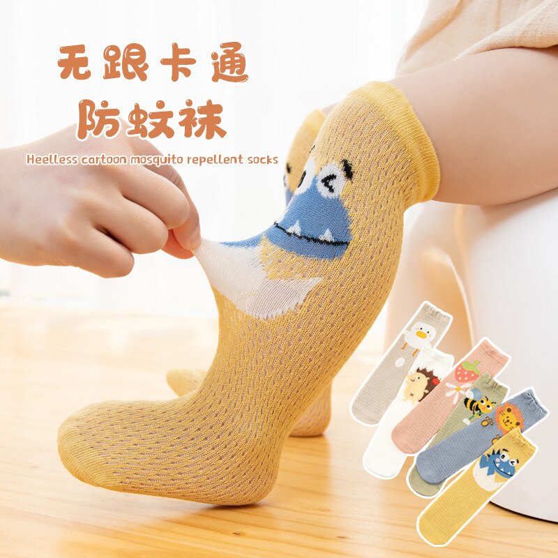 Strumpfhosen verlieren Dünne Baumwolle Gittergewebe Baby Mittleren Rohr Socken für Kleinkinder und freundlicher Heelless Karikatur Mückenschutz Lange Socken