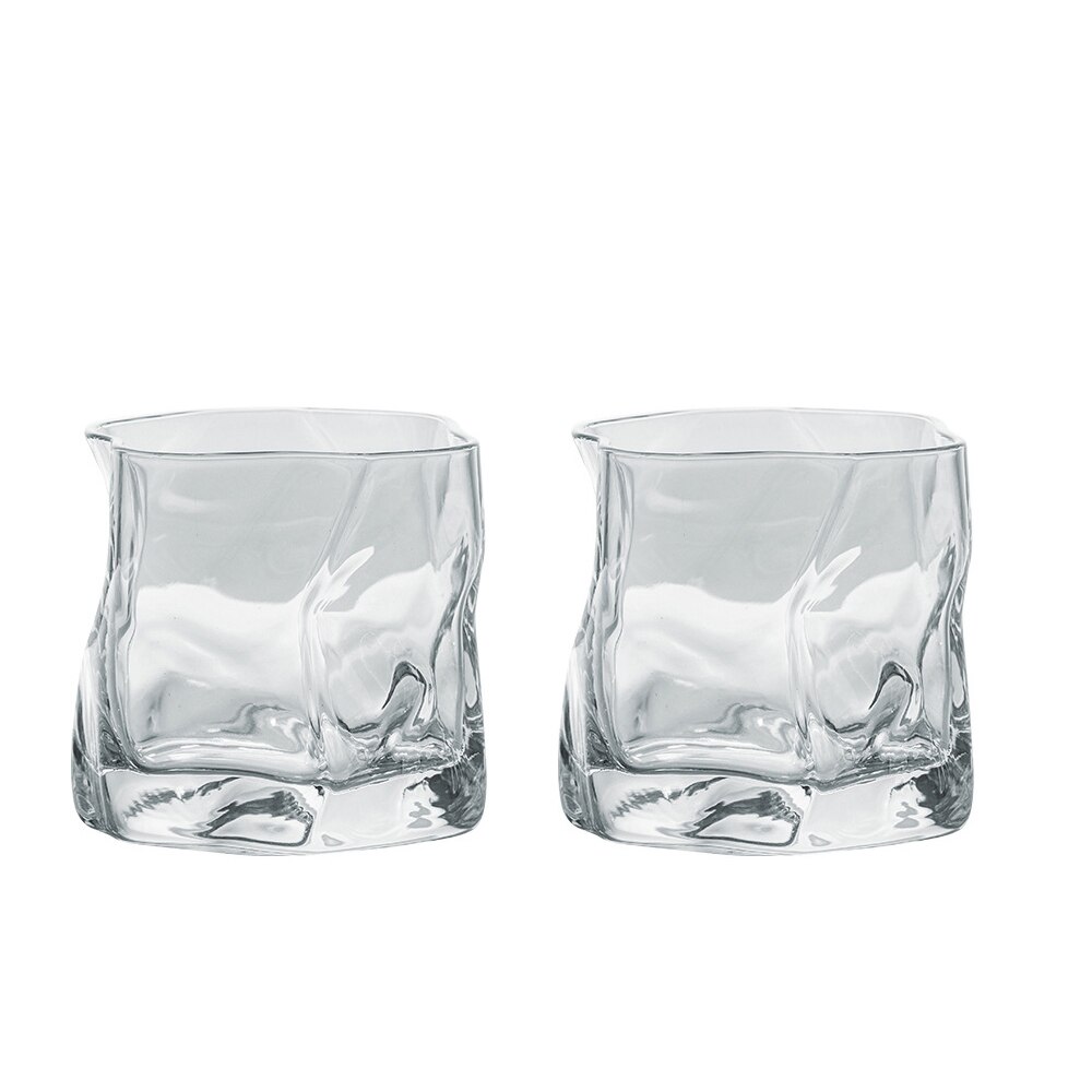 Irregular Shape Whiskey Glasses Artwork Wrinkle Whiskey Cognac Brandy Snifters Cup XO Tumbler Crystal Whiskey Glasses: 2pcs 01