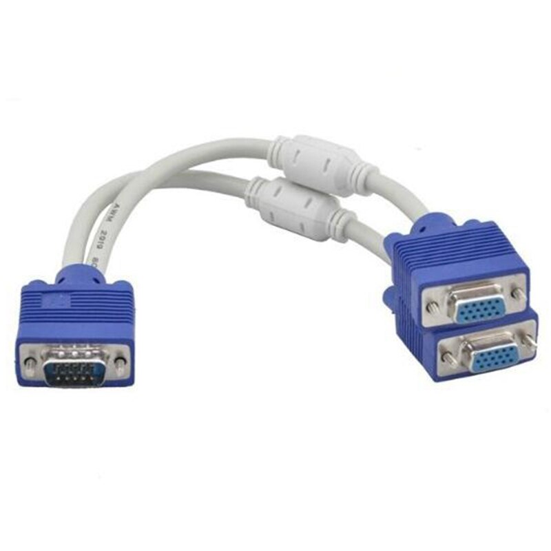 Cable divisor VGA para ordenador, conector adaptador de doble 2 monitores, 15 Pines, dos puertos macho a hembra