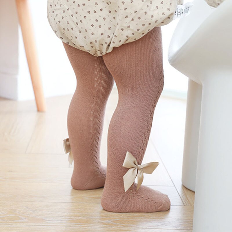 Summer Mesh Baby Girl Tights Breathable Thin Bows Kids Pantyhose Soft Solid Color Toddelr Stockings Baby Girl Clothes