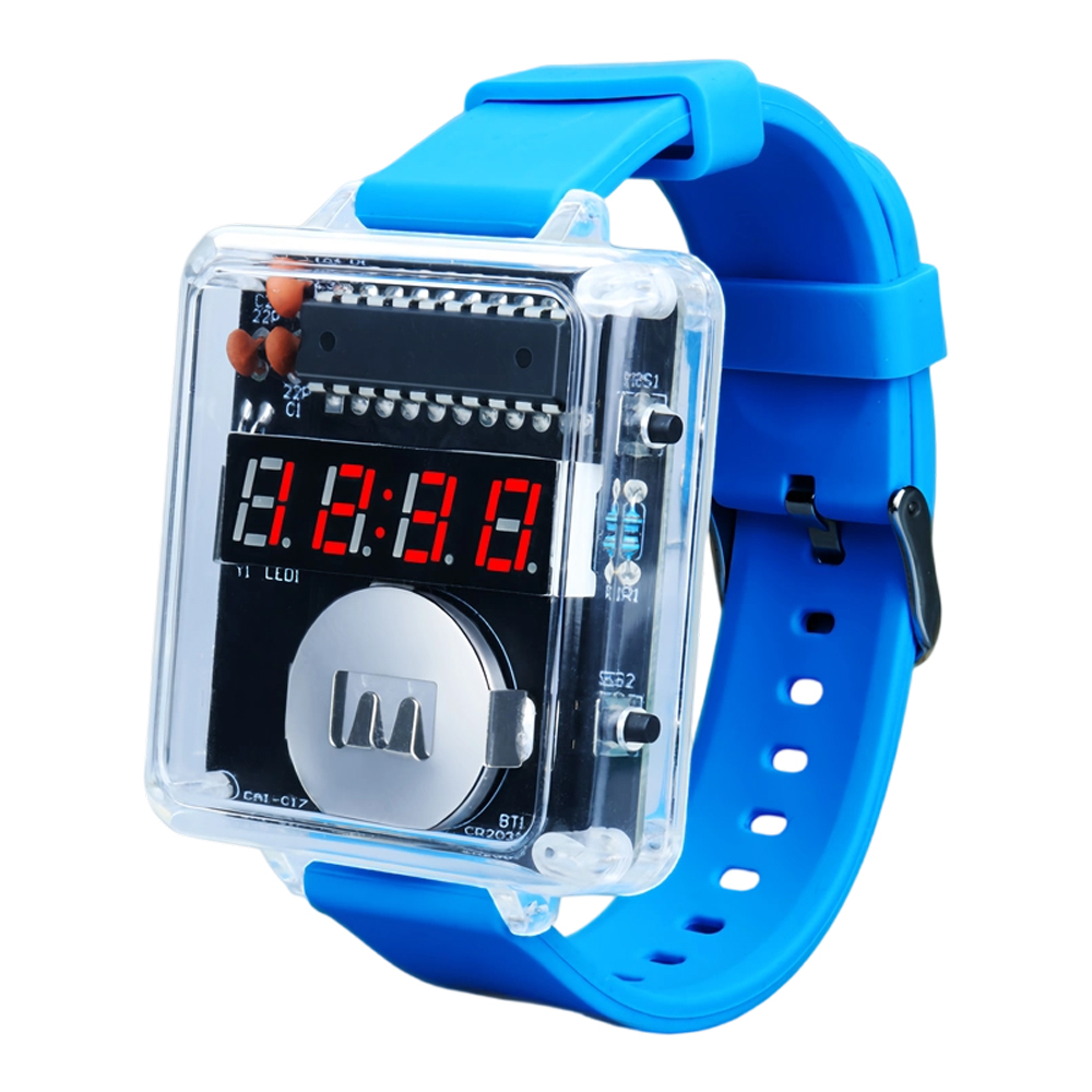 Kit de montre électronique à monter soi-même, affichage numérique LED , boîtier Transparent 3V, Kit de bricolage à souder pratique électronique
